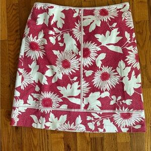 LOFT Red and White Mini Pencil Skirt Resort Wear